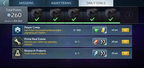 This if you intend to get the Dilithium yourself; level up to 52 (or start a Jem&x27;Hadar) and cycle Klingon and Ferengi Tours of Duty. . Stfc daily rewards by level
